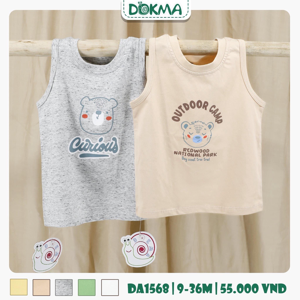 Áo ba lỗ bé trai cao cáp cotton DOKMA size 9m-36m