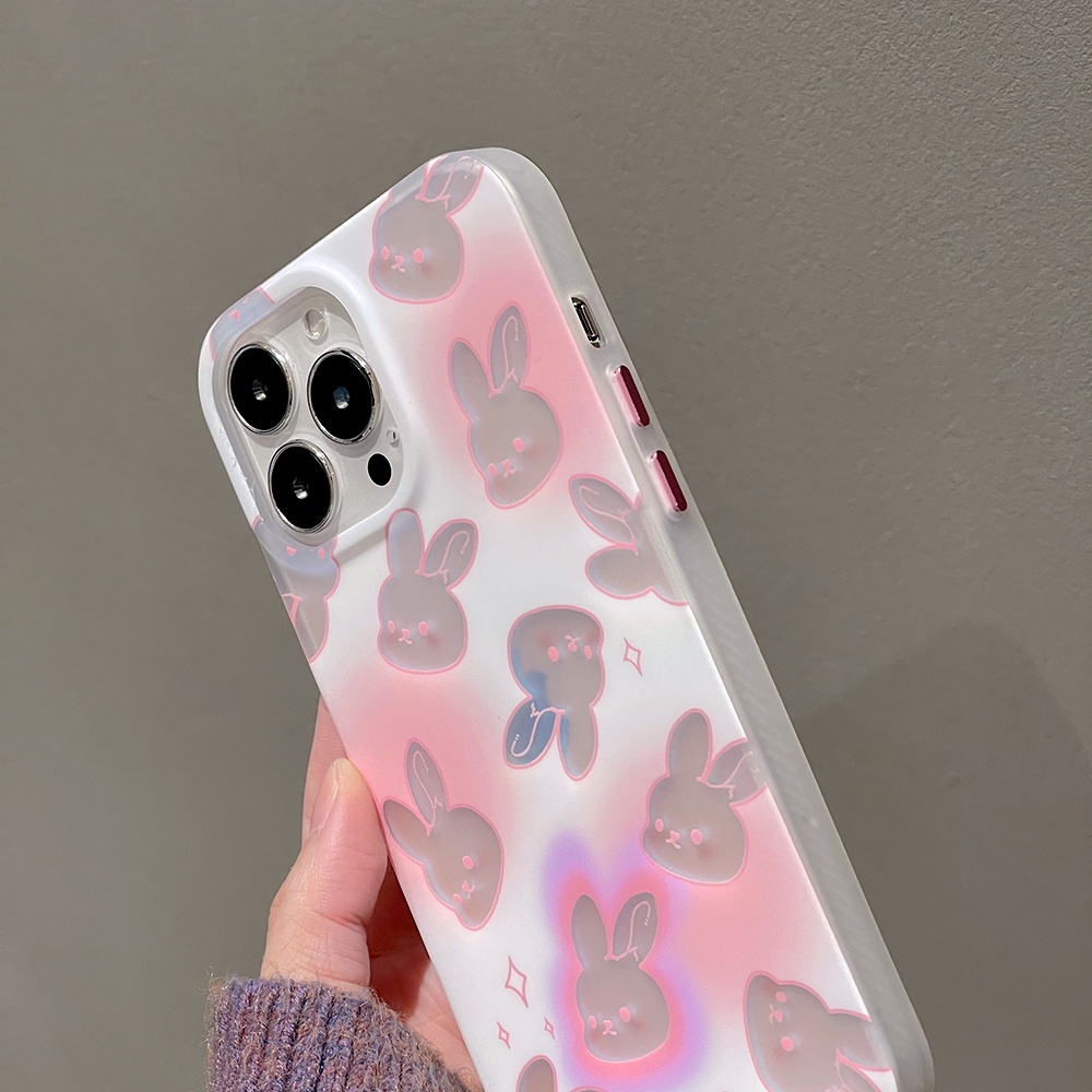 Ốp Điện Thoại IMD Mềm Dày Dặn Chống Sốc Hình Thỏ Dễ Thương Cho IPhone 14 13 12 11 Pro Max