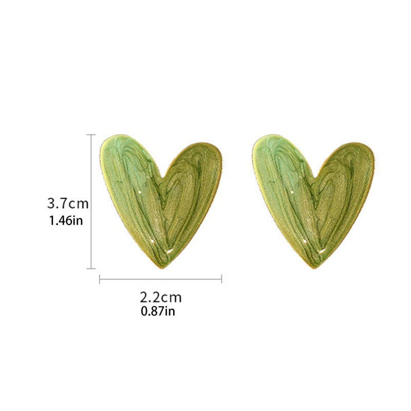 Khuyên Tai Hình Trái Tim Lớn Màu Trắng Xanh Lá Phong Cách Hàn Quốc Đơn Giản Dành Cho Nữ