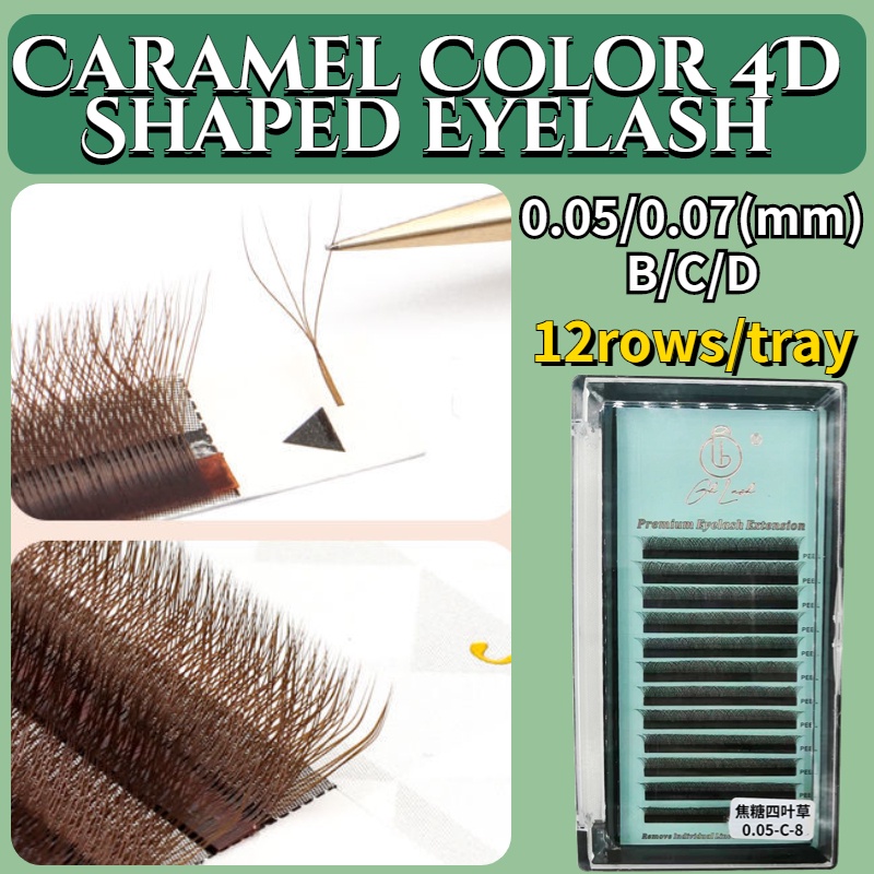 Lông Mi Giả 0.05 B / C / D Màu 4D-Shaped Caramel Trang Điểm Làm Đẹp