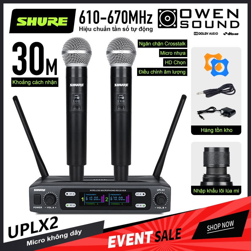 micro không dây SHURE UPLX-2 mic hát karaoke microphone Chất lượng âm thanh trung thực cao Khoảng cách nhận ăng-ten kép