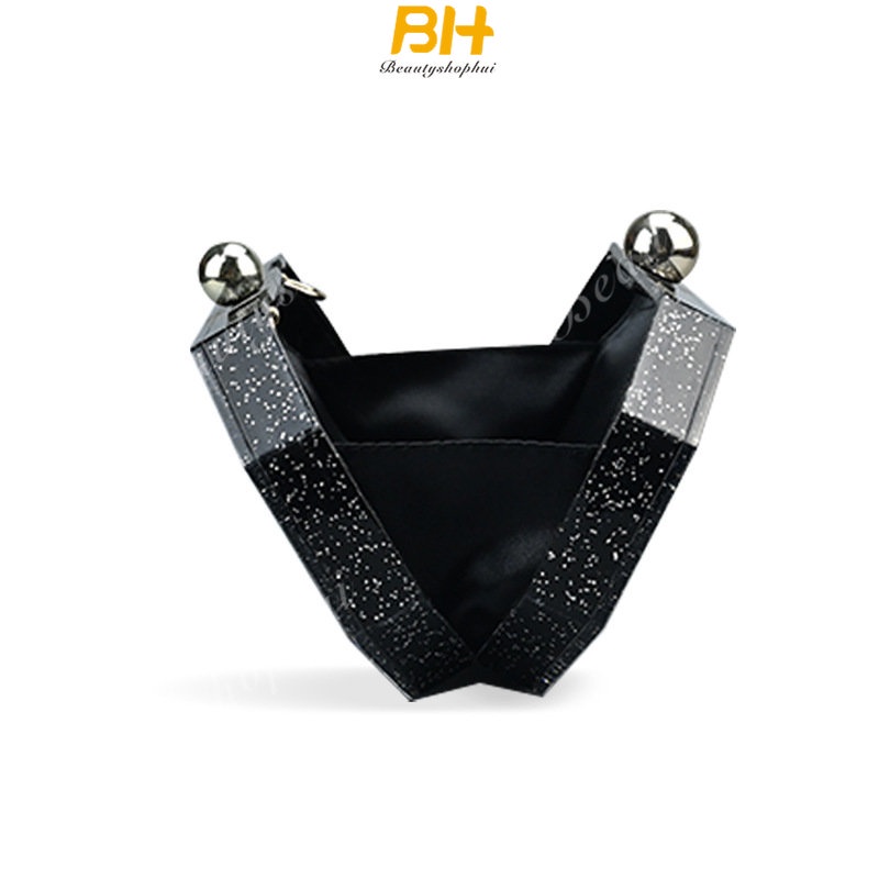 Túi Xách Dự Tiệc Màu Đen Chất Liệu Acrylic Cao Cấp Cho Nữ