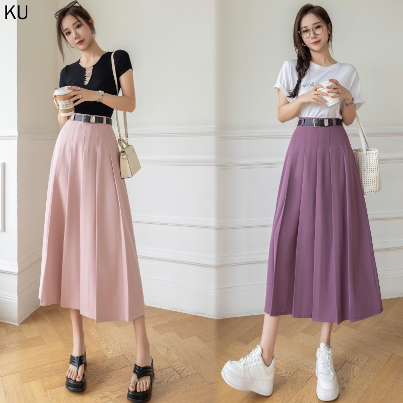 Hàng Mới Về Mới Chân Váy Chữ A Lưng Cao Màu Trơn Thời Trang Mùa Hè 2023 Dành Cho Nữ