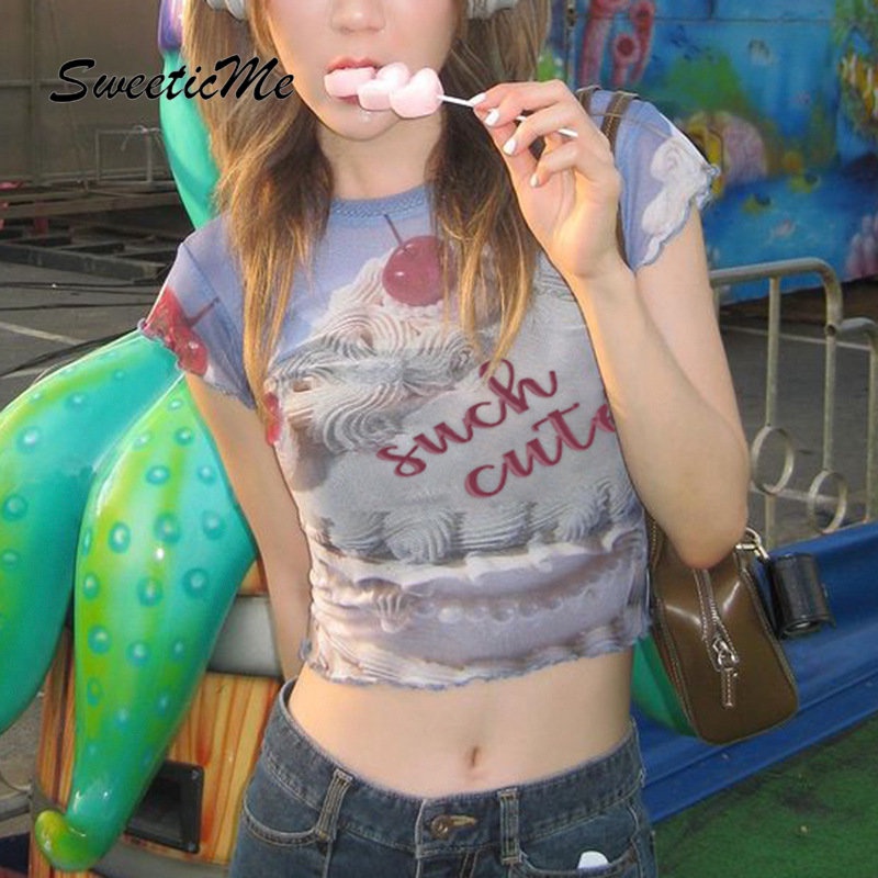 Áo Thun Tay Ngắn Dáng Ôm In Họa Tiết Thời Trang 2023 Cho Nữ