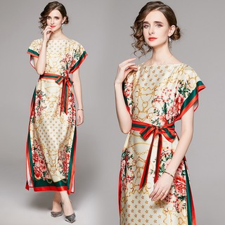 Đầm Dáng Rộng Phong Cách Thời Trang Âu Mỹ Kèm Thắt Lưng