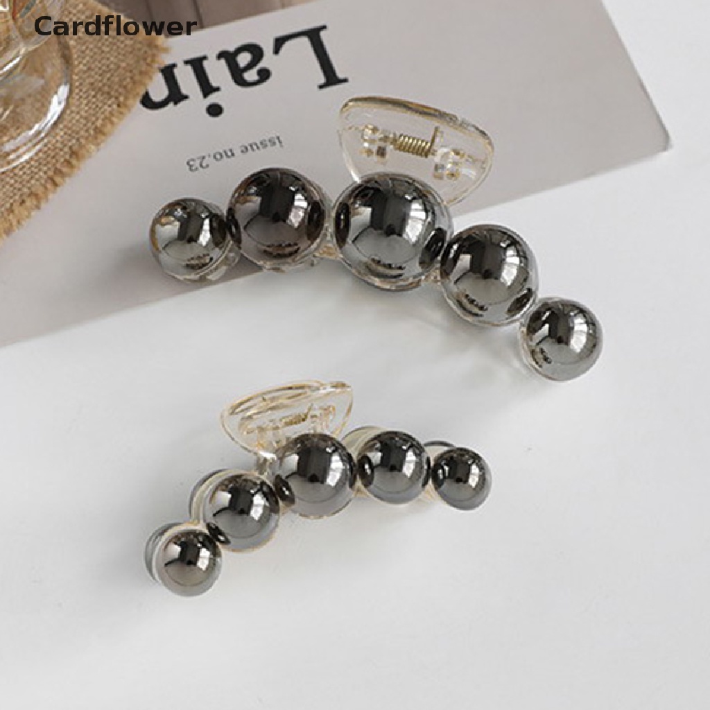 &lt; Cardflower &gt; Kẹp Tóc Càng Cua Dài Bằng Acrylic Đính Ngọc Trai Đen Thời Trang Cho Nữ Giảm Giá