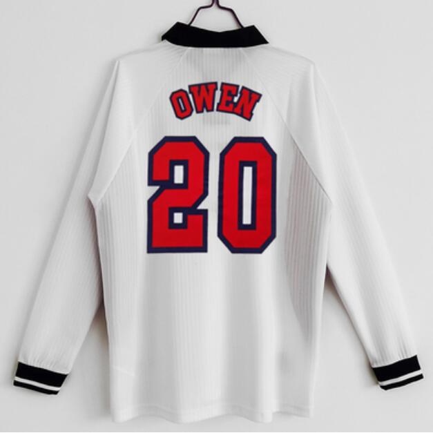 Áo Bóng Đá Dài Tay Jersey Beckham Jersey 98 1998 Phong Cách Retro Anh Quốc