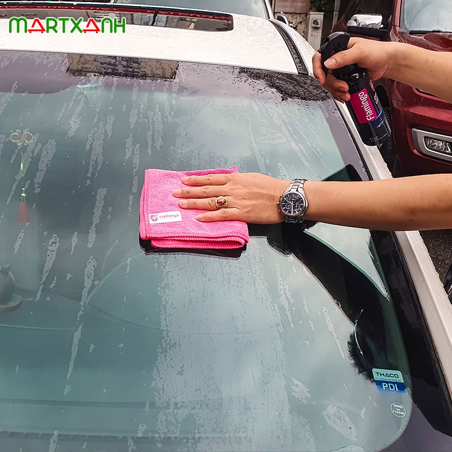 Khăn lau ô tô xe hơi, Khăn lau xe hơi đa năng loại dày, mềm mịn siêu thấm nước không xù lông Cao Cấp Flamingo30x70