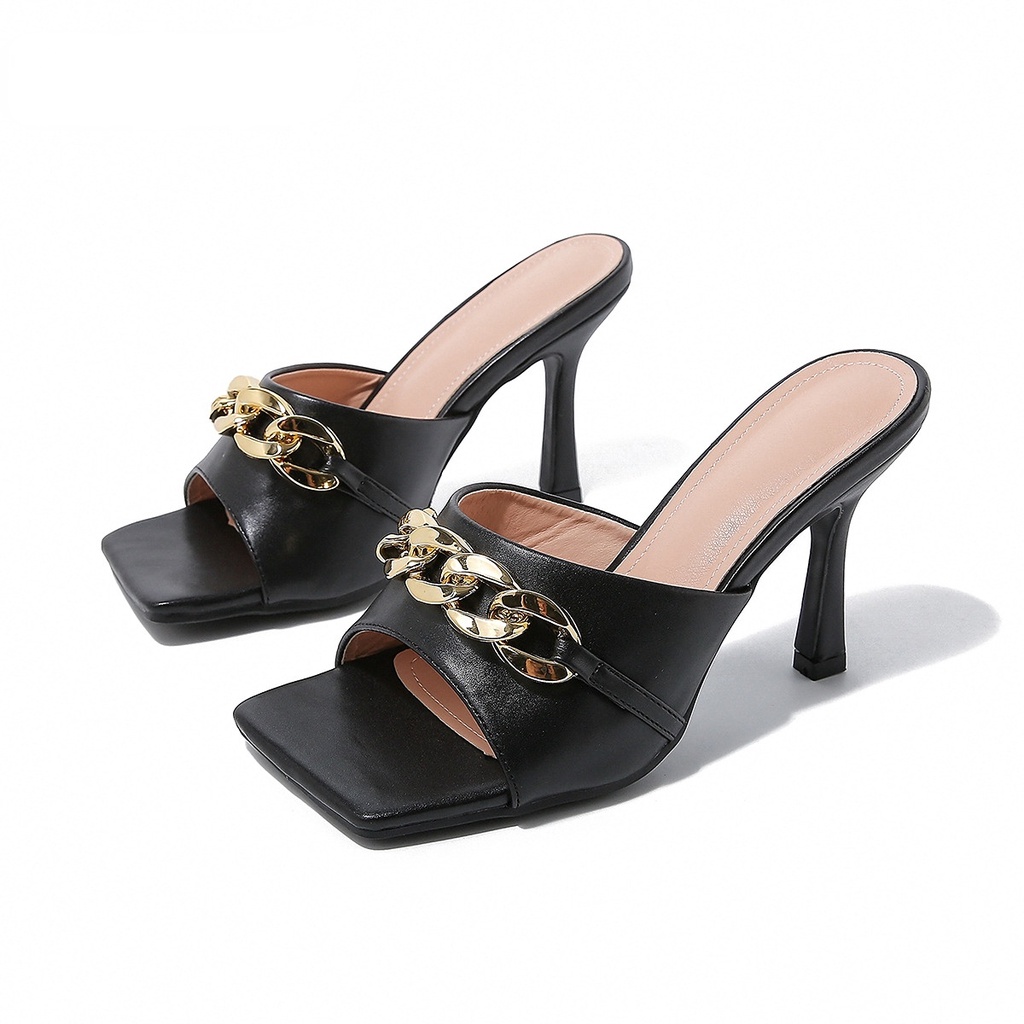Sandal Cao Gót 9cm Mũi Vuông Phong Cách Châu Âu Thời Trang Xuân Hè Hàng Mới 2023 Dành Cho Bạn Nữ