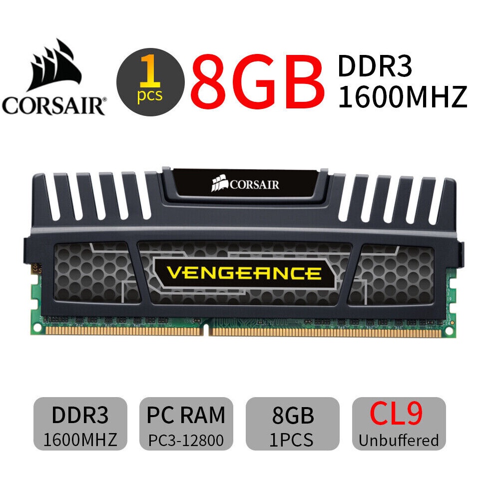 Thẻ Nhớ Corsair 8GB DDR3 1600MHz CL9 PC3-12800 240Pin Intel AMD