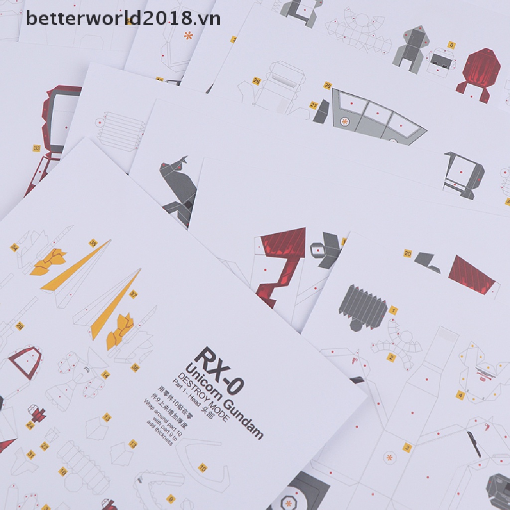 Mô Hình Gundam RX-0 Unicorn 3D Bằng Giấy Độc Đáo DIY