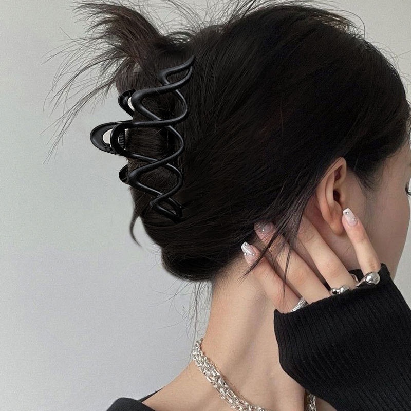 Kẹp Tóc Kim Loại Màu Bạc Thời Trang Cho Nữ Y2K timetunnel