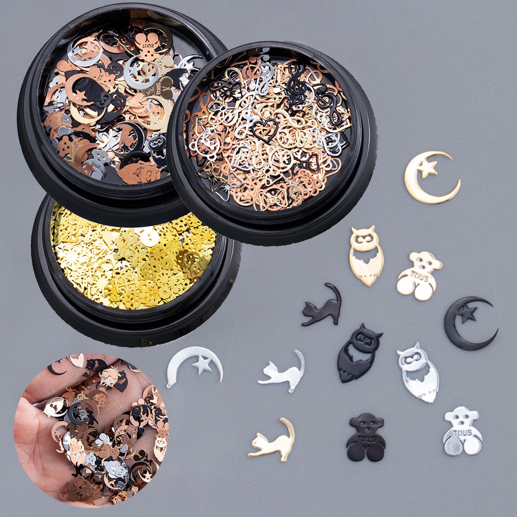 Hộp 120 Miếng Dán Kim Loại Trang Trí Móng Tay Nghệ Thuật Phong Cách Halloween