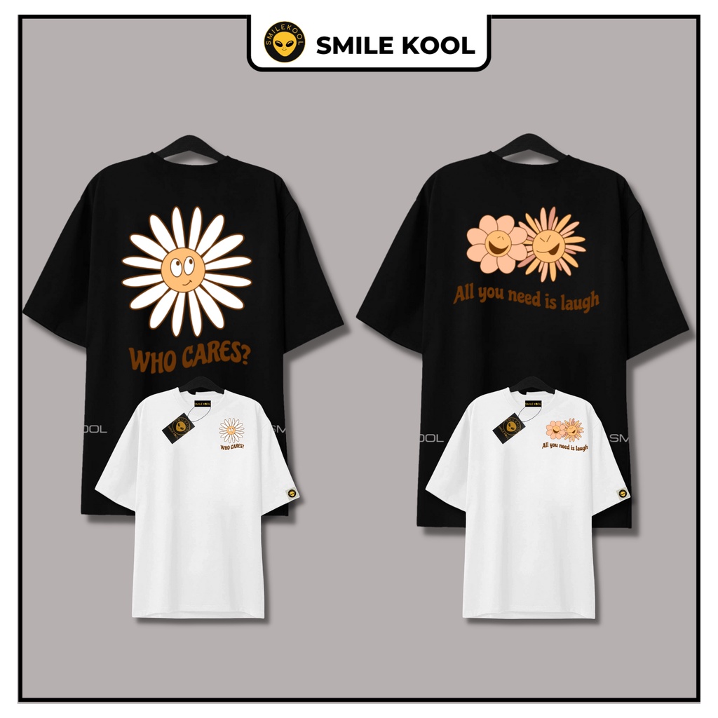 Áo Thun Tay Lỡ Smile Kool , in 2 mặt, Form rộng oversize, unisex ,chất liệu cotton