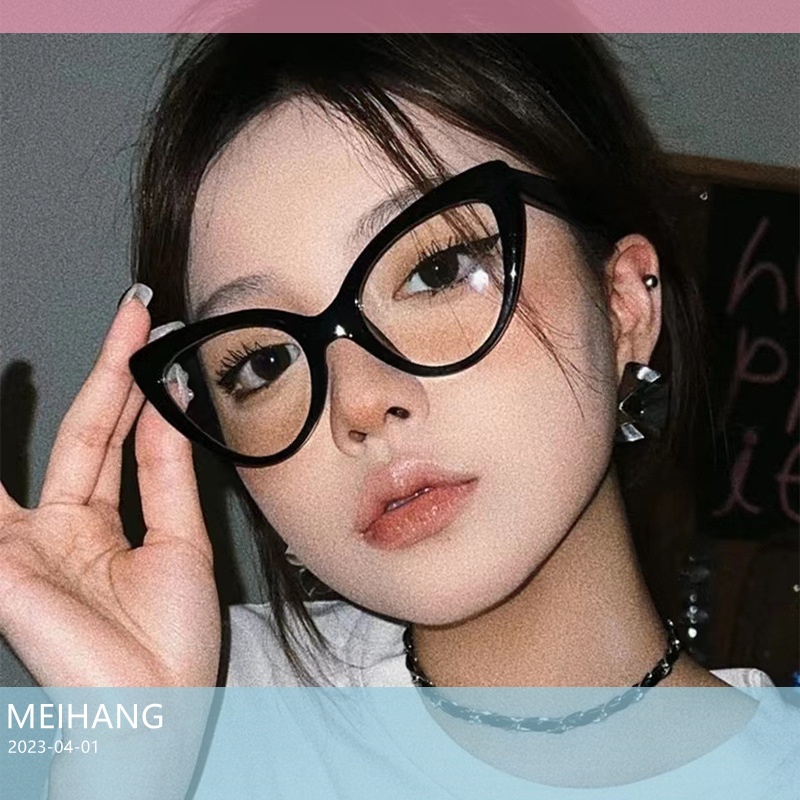 Kính Mát Mắt Mèo Tam Giác Màu Đen Chống Tia UV Phong Cách Âu Mỹ