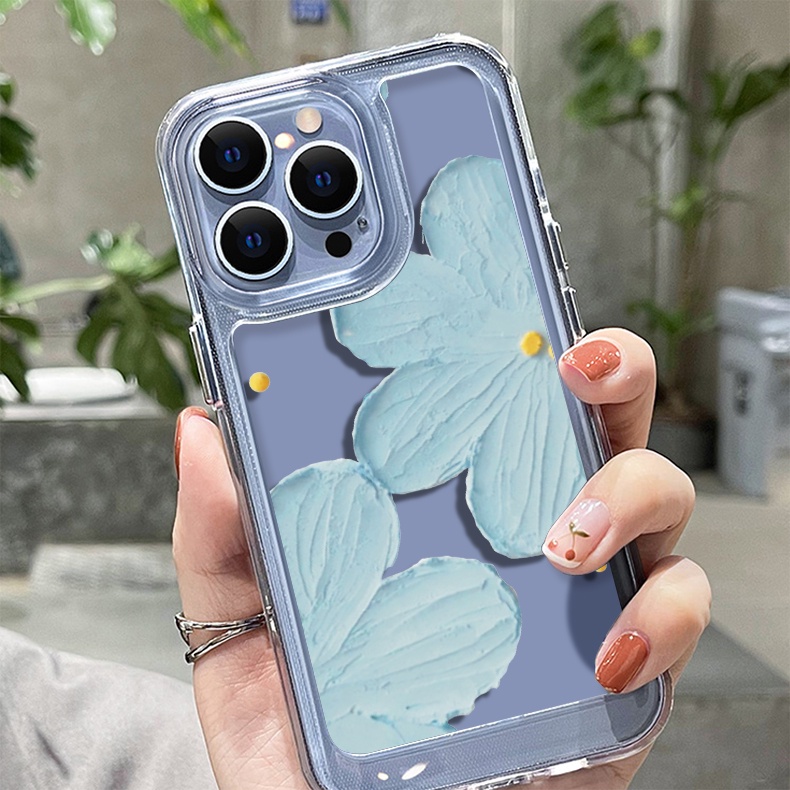 Ốp Điện Thoại DecoPhone TPU Acrylic Hình Hoa Màu Xanh Dương Trong Suốt Samsung Galaxy A73 A54 A53 A34 A33 A23 A14 A13 A04S 4G 5G