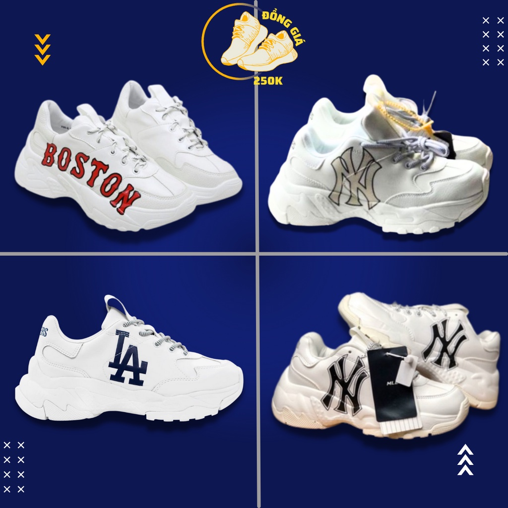 Giày thể thao MLB NY, LA, Boston chuẩn 11 hàng đế tách Full Box, Giày MLB độn đế tăng chiều cao full sz nam nữ