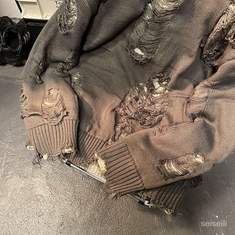 Áo Khoác Sweater Dáng Rộng Dệt Kim Màu Sắc Tương Phản Phong Cách Retro Nhật Bản Cho Nam Giới