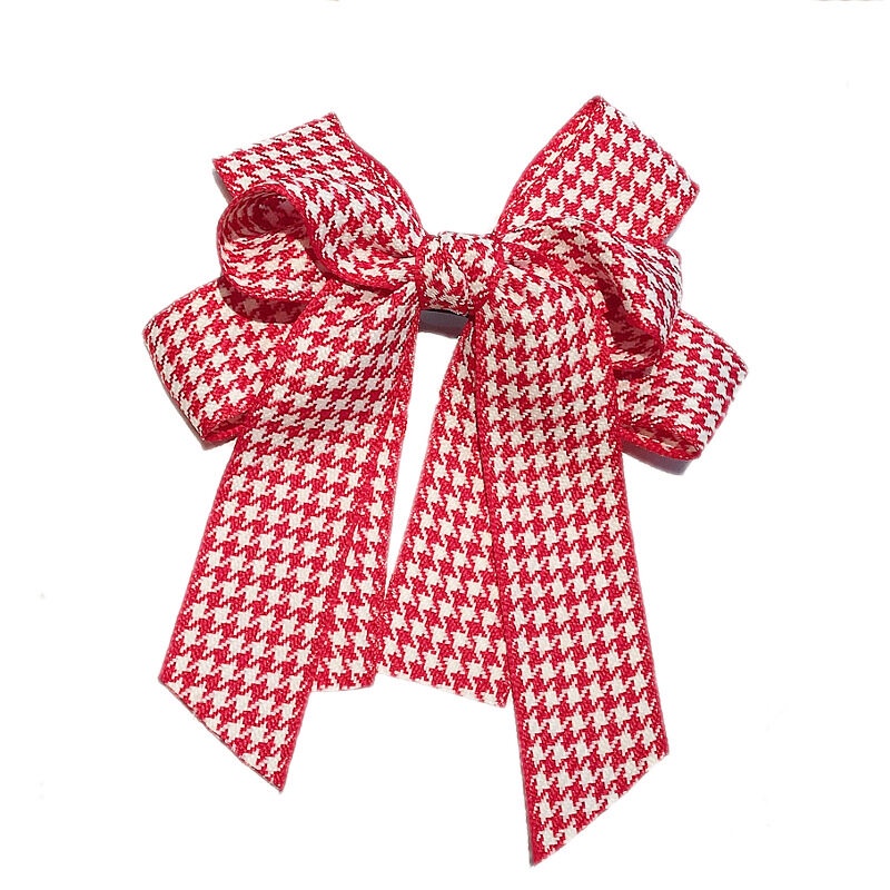 Kẹp Tóc Hình Nơ Họa Tiết Sọc Caro Phong Cách Hàn Quốc