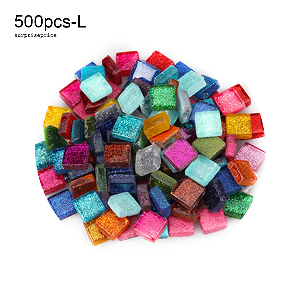 Set 500 Hạt Sứ Vuông 1x1cm Phối Màu Lấp Lánh Trang Trí Nhà Cửa DIY