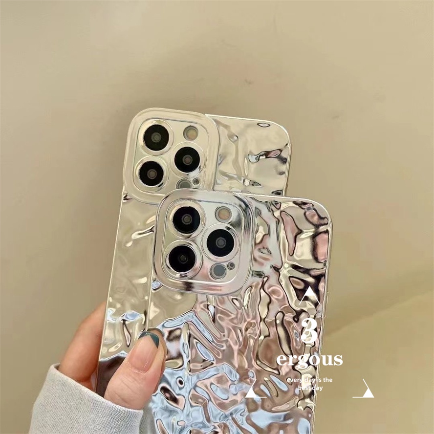 Ốp Điện Thoại Màu Bạc Họa Tiết Sang Trọng Chống Sốc Cho IPhone 14 13 12 11 Pro Max SE2020 X XR Xs Max 7 8 6 6s Plus