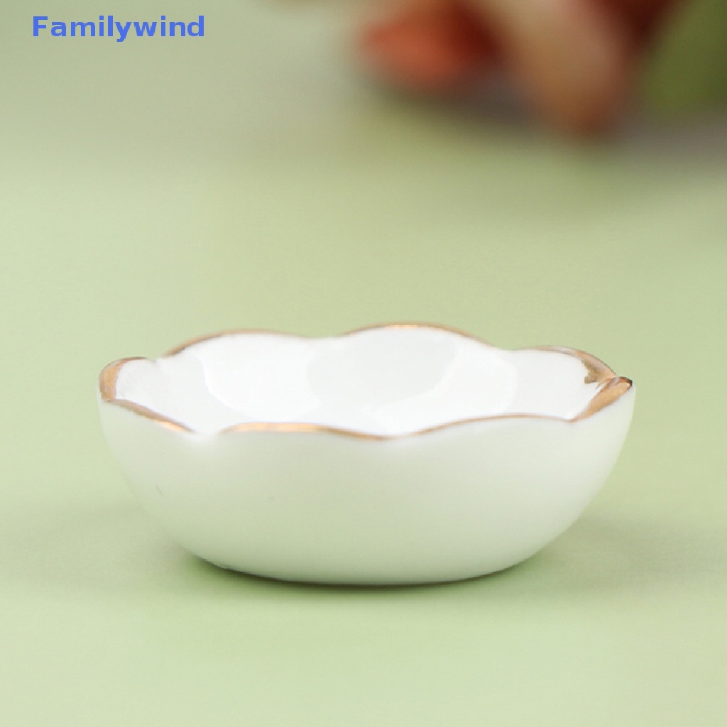 Bộ 4 Chén Dĩa Sứ Màu Trắng Cỡ 1 / 12 Dùng Trang Trí Nhà Búp Bê