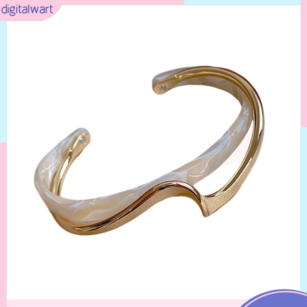 Vòng Tay Hở Đánh Bóng Gương Hai Lớp Dạng Mở Mạ Điện Sáng Bóng Đơn Giản Có Thể Điều Chỉnh Mặc Hàng Ngày [DIL]