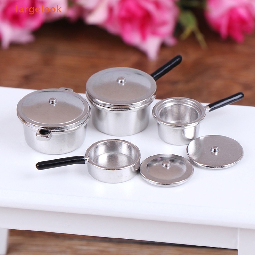 Set 4 Mô Hình Nồi Chảo Mini Tỉ Lệ 1: 12 Dùng Để Trang Trí Nhà Búp Bê