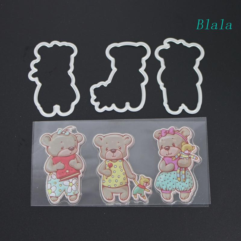 Khuôn Silicone Hình Gấu + Khuôn Cắt Giấy Kim Loại Trang Trí Scrapbook