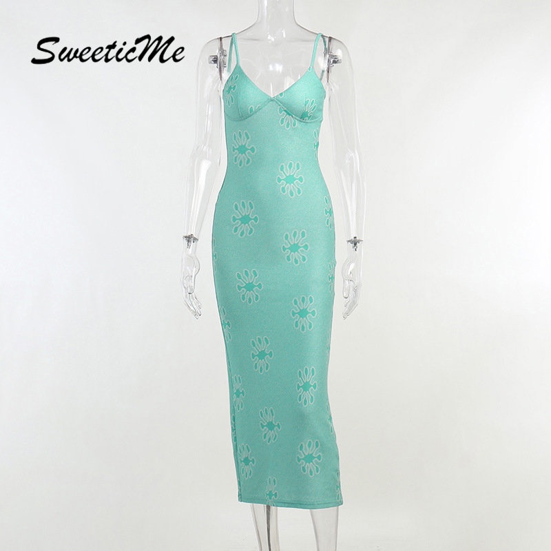 Đầm Dài Dáng Ôm Hở Lưng In Họa Tiết Thời Trang 2023 Quyến Rũ Cho Nữ