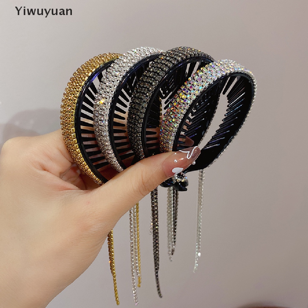 &lt; Yiwuyuan &gt; Kẹp Tóc Càng Cua Đính Đá Phối Tua Rua Thanh Lịch Ngọt Ngào Cao Cấp Thời Trang Hàng Giảm Giá