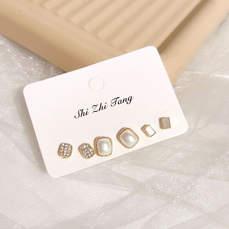 Bông Tai Ba Mảnh Đính Ngọc Trai Thời Trang Cao Cấp 2023