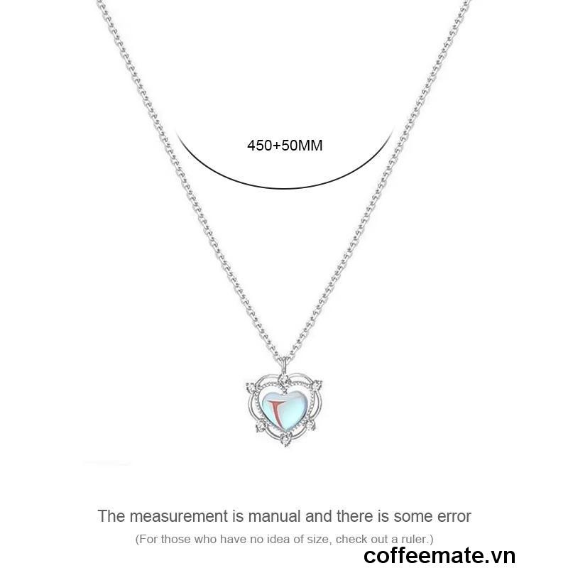 【coffeemate】⚡Vòng cổ mạ bạc mặt hình trái tim đính đá pha lê Thời Trang Cho Cặp Đôi