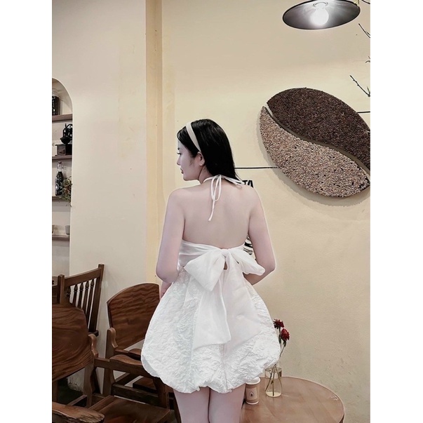 Đầm Yếm Gấm Xoè Bí Phối Nơ Tơ Bự Chà Bá Luôn alohashop91