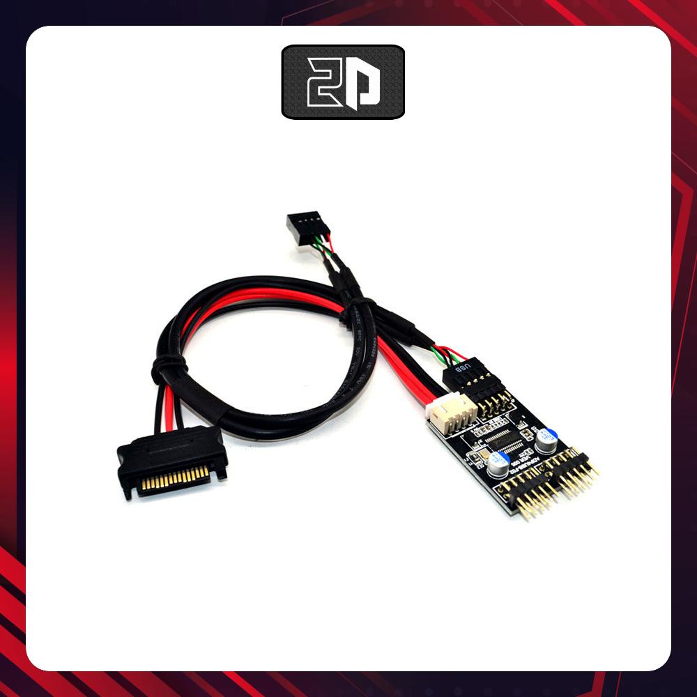 Dây chia cổng USB 2.0 - 9PIN 1 ra 2 (Bản có nguồn phụ)