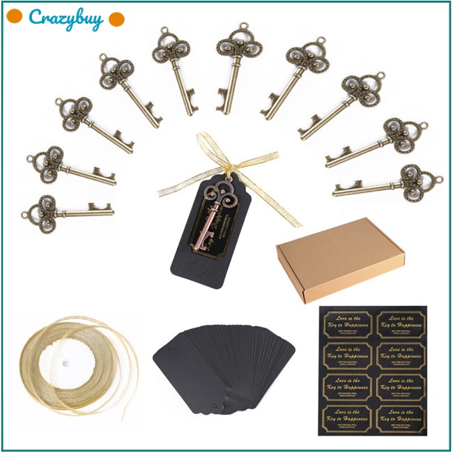 Cr Set 50 Chìa Khóa Mở Nắp Chai Kèm Thẻ Escort Ruy Băng Trang Trí Tiệc Cưới