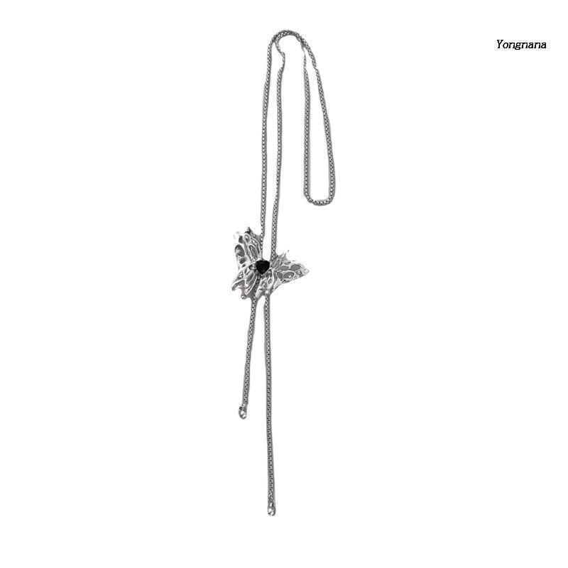 Vòng Cổ Choker Mặt Hình Bướm Bằng Đá Zircon Màu Đen Có Thể Điều Chỉnh Cho Nữ