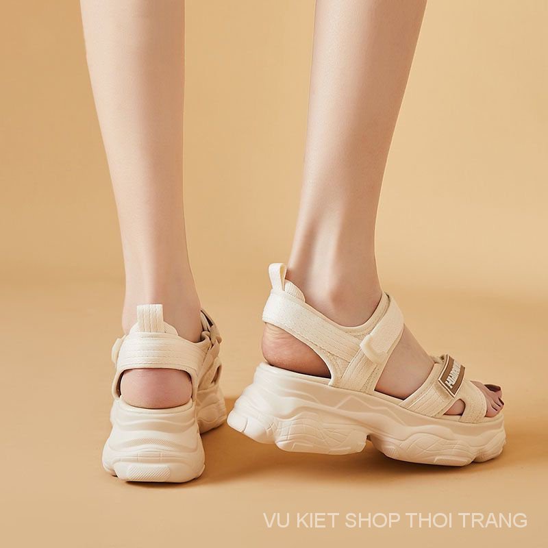 Giày Sandal Đế Dày Quai Dán Thời Trang Mùa Hè 2023 Phong Cách Mới Cho Nữ