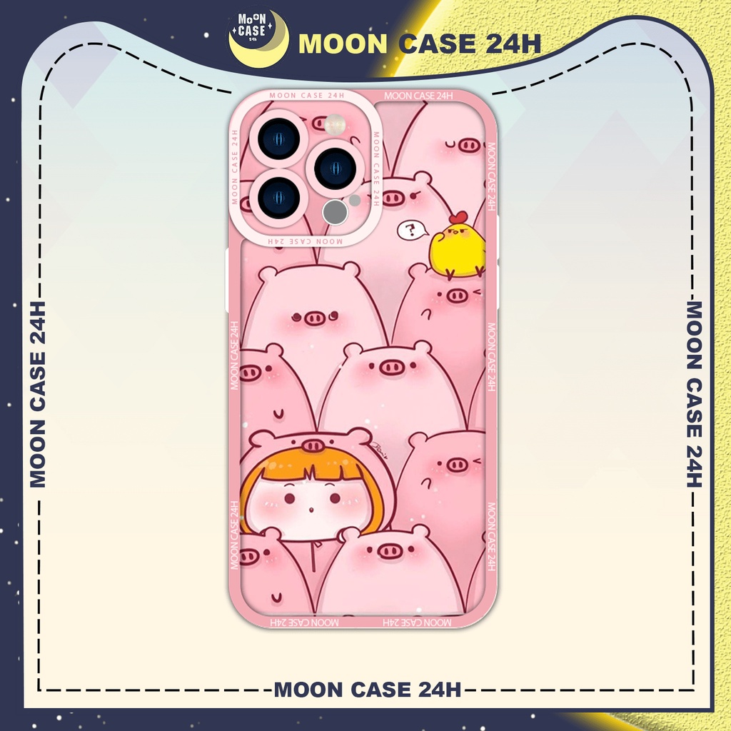 Ốp lưng iphone MOON CASE 24H Họa Tiết Đàn Heo Xinh ip 8/x/xs/xsmax/11/12/13/14pro/plus/promax
