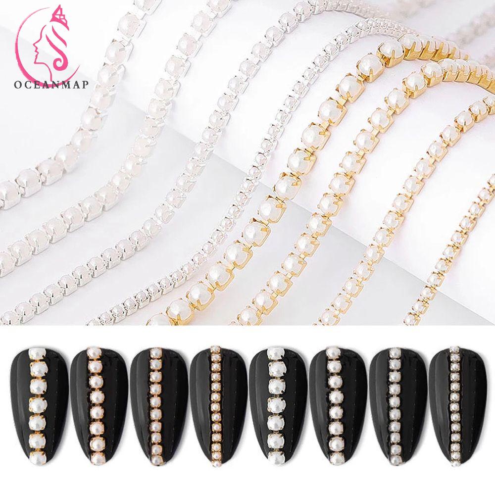 [Hàng mới về] Chuỗi Hạt Ngọc Trai 3D 25Cm Trang Trí Móng Tay Nghệ Thuật DIY Thời Trang