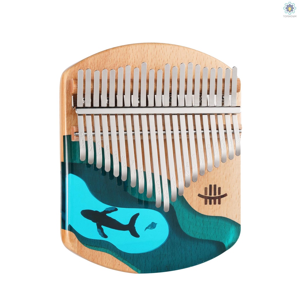Đàn Kalimba 21 Phím Bằng Gỗ Hoạ Tiết Cá Voi Xanh Dương Cho Người Mới Bắt Đầu