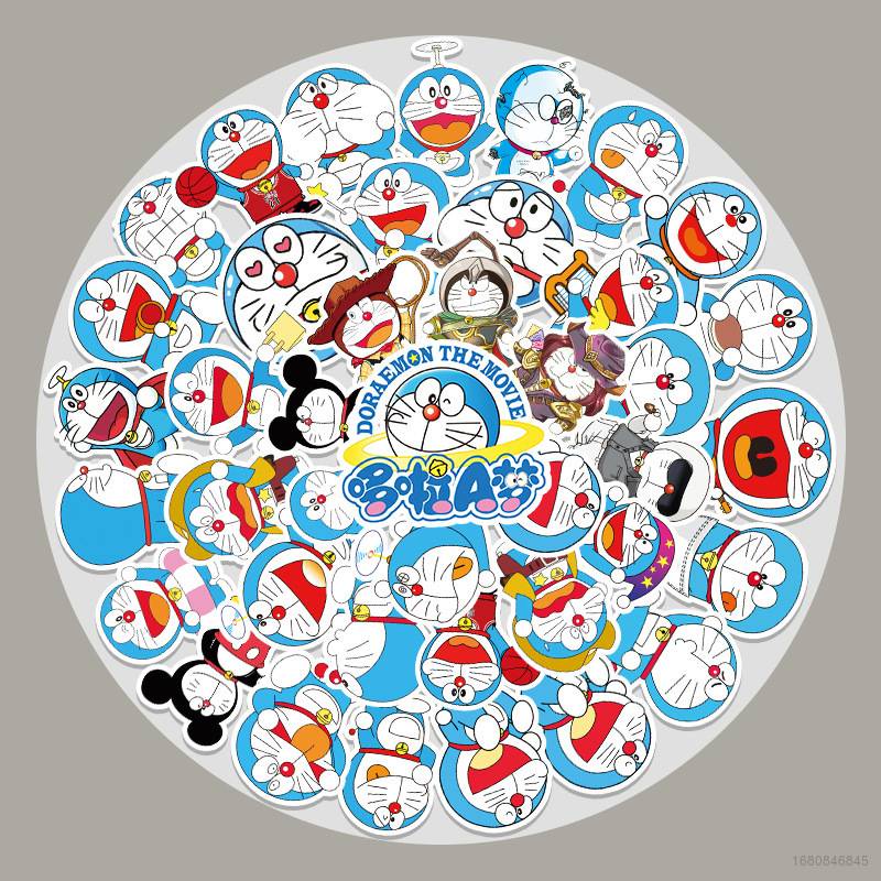 Bộ 52 Miếng Dán Hình Doraemon graffiti Chống Thấm Nước Trang Trí Vali / Xe Máy / Ghi Ta / Sổ Tay
