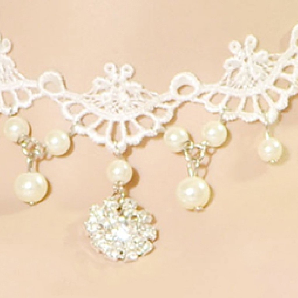 Vòng Cổ Choker Phối Ren Đính Ngọc Trai Giả Xinh Xắn Cho Nữ