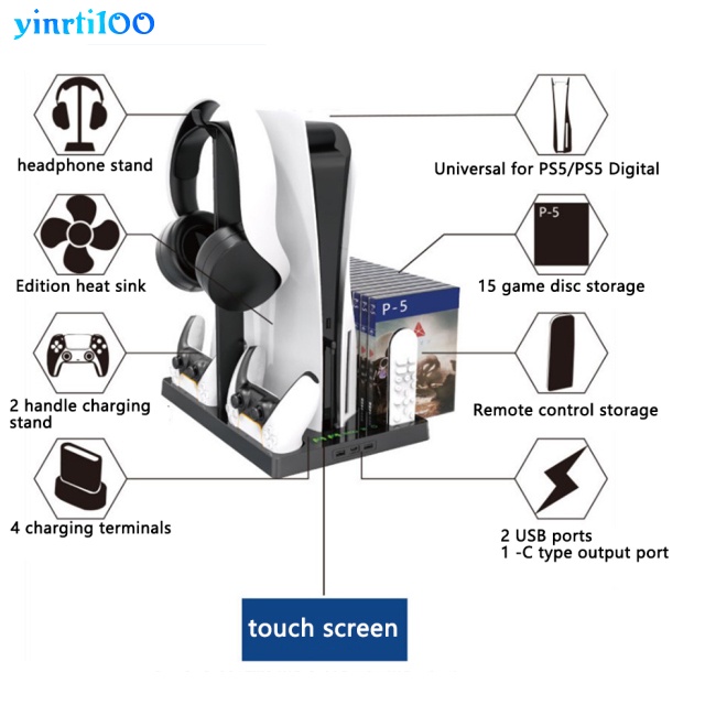 Đế Tản Nhiệt Yinrti Kèm Đĩa Sạc Đa Năng Thông Dụng Cho Tay Cầm Chơi Game Ps5
