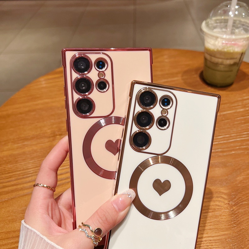 Ốp Điện Thoại Silicon Mạ Điện Hình Trái Tim Cho Samsung Galaxy S23 S22 Ultra Samsung S23 S22