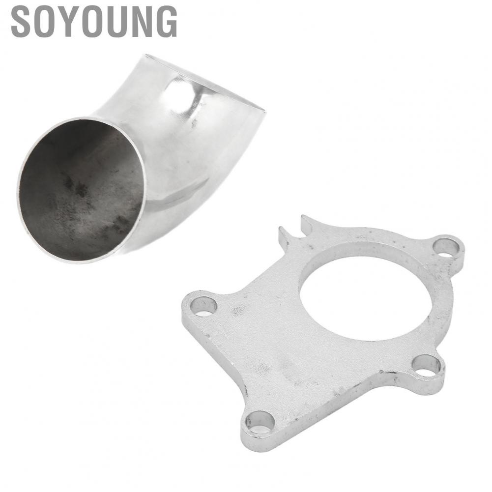 Soyoung Turbo Downpipe Adapter Flange  Impact Resistant Engine Strong Air Intake High Strength Power with 2.5in 90° Elbow for T4