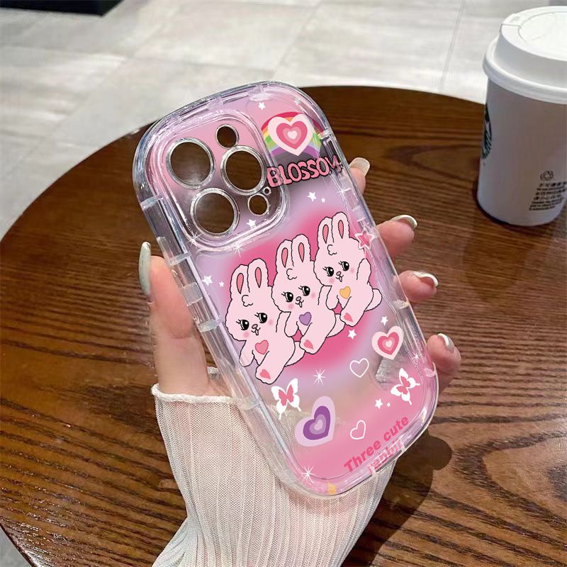 ✅Ốp Điện Thoại Dẻo Trong Suốt Họa Tiết Chú Thỏ Dễ Thương Chống Sốc Cho iPhone14 Love promax Xs12137xr Apple / 8p / 11 / 14