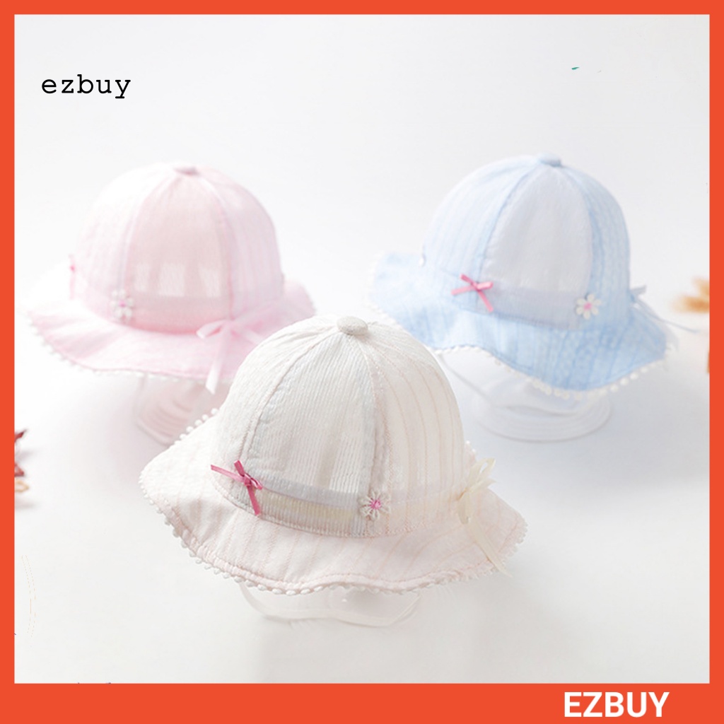 Nón Tai Bèo Chống Nắng Thoáng Khí Thêu Họa Tiết Xinh Xắn Cho Bé