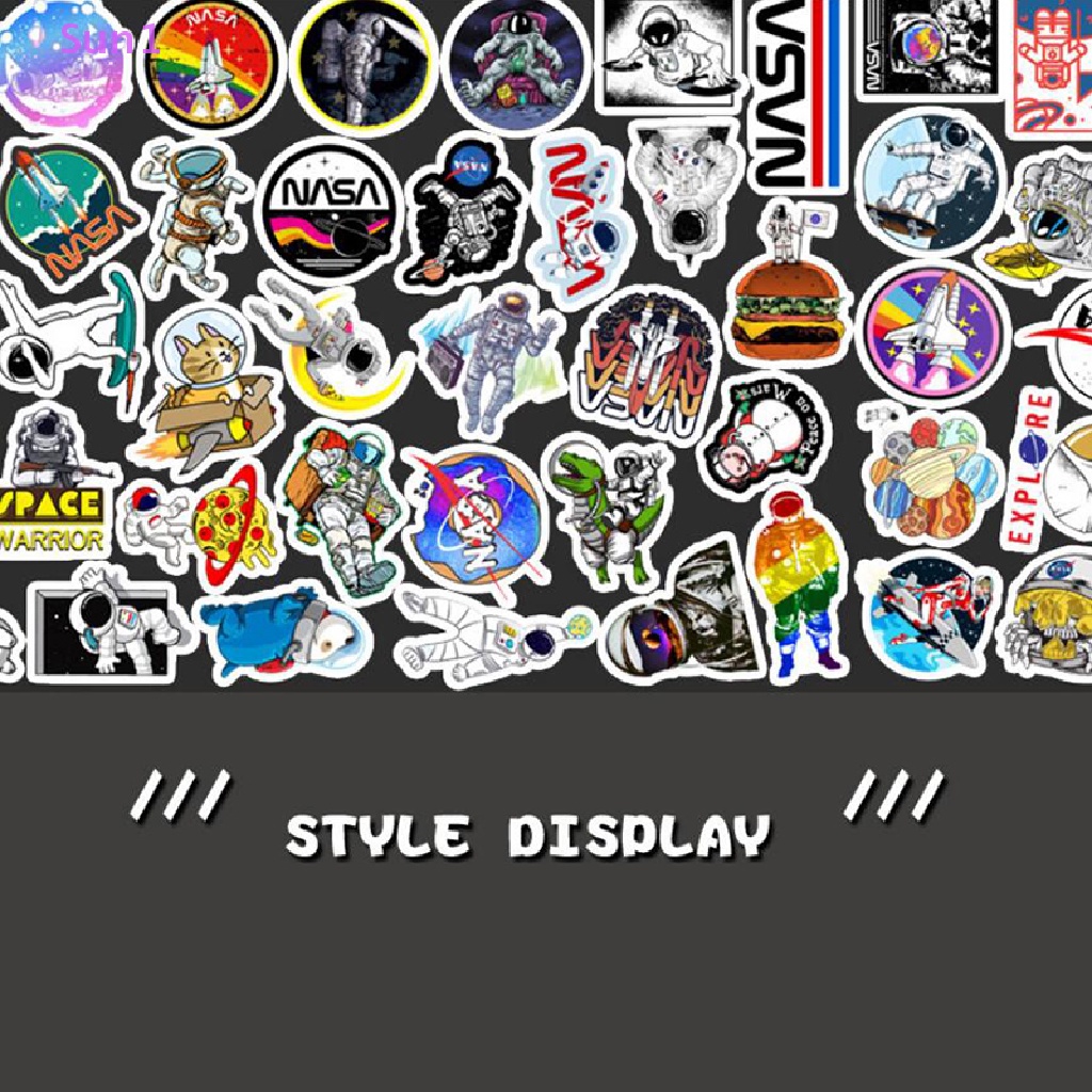 Set 50 Miếng Dán Chống Nước Hình Phi Hành Gia Hoạt Hình Cho Trẻ Em DIY