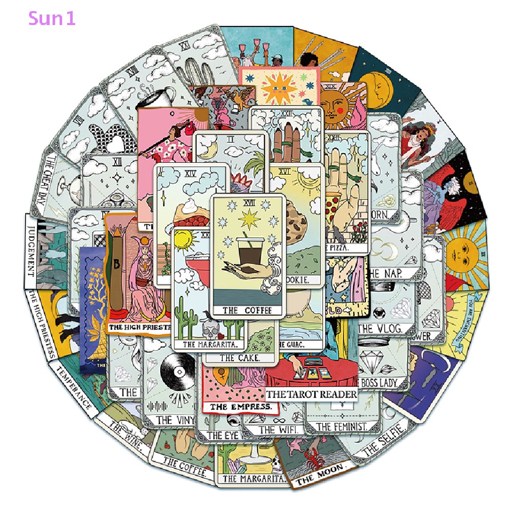 Set 50 Tấm Hình Dán Bài Tarot Chống Thấm Nước Độc Đáo